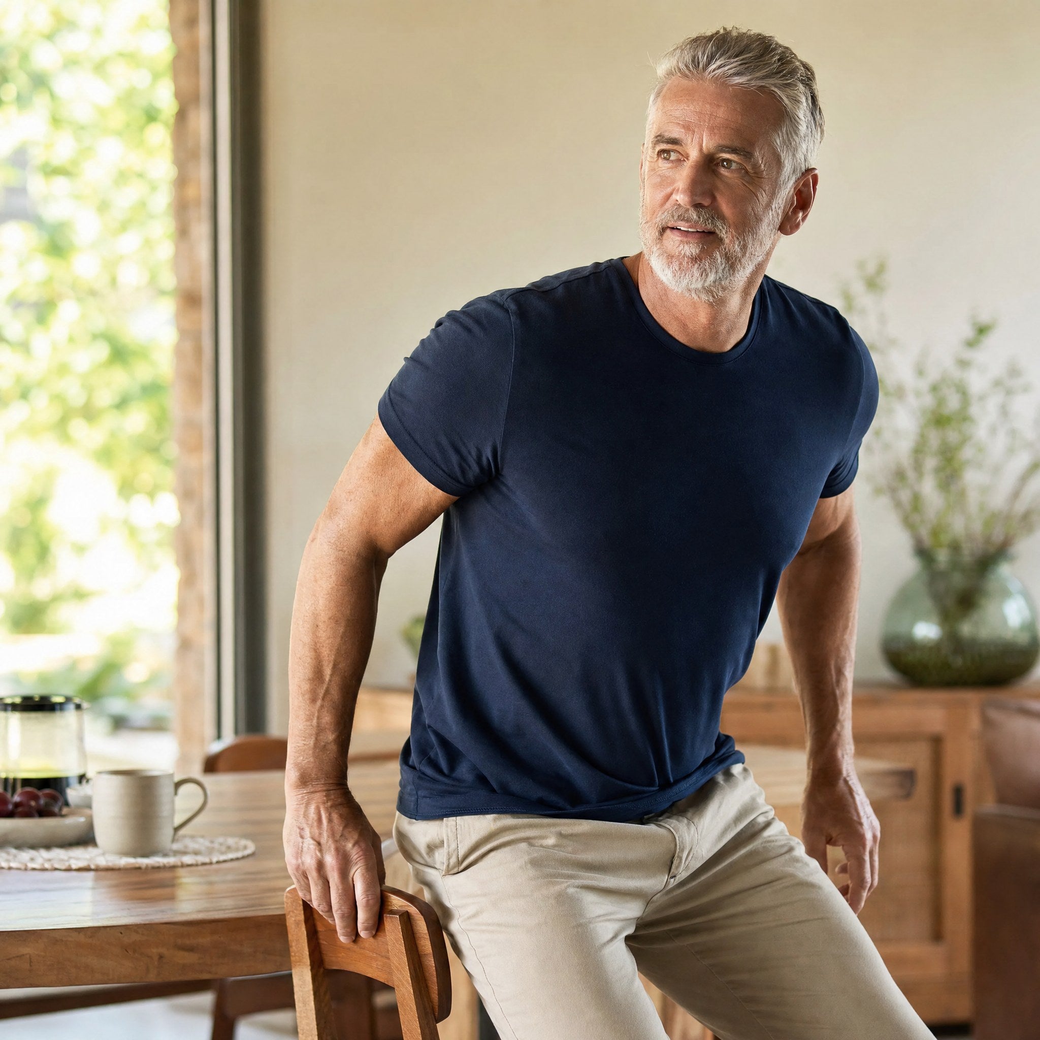 A strong, capable man at ease in his own home