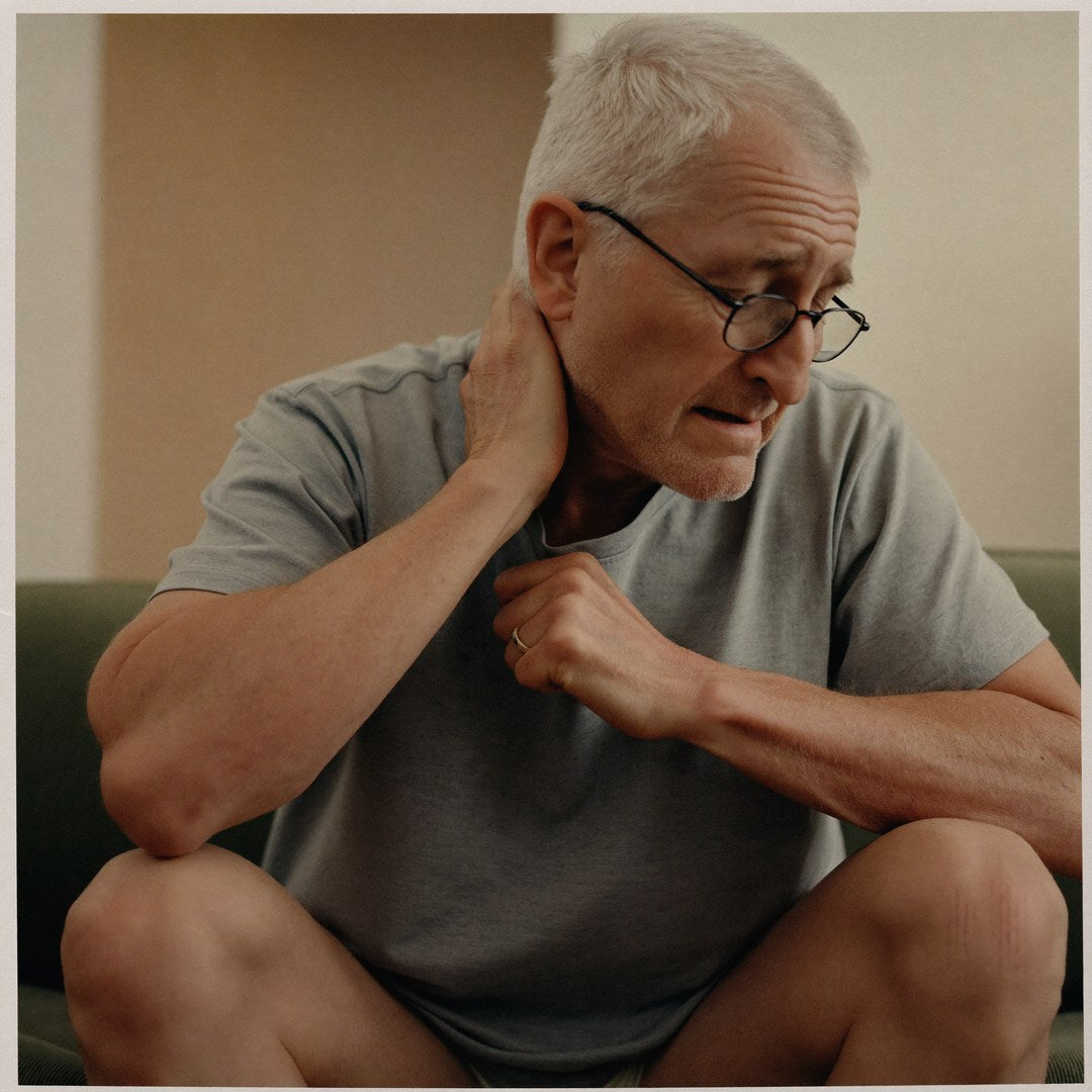 Older man noticing the first signs of weakness